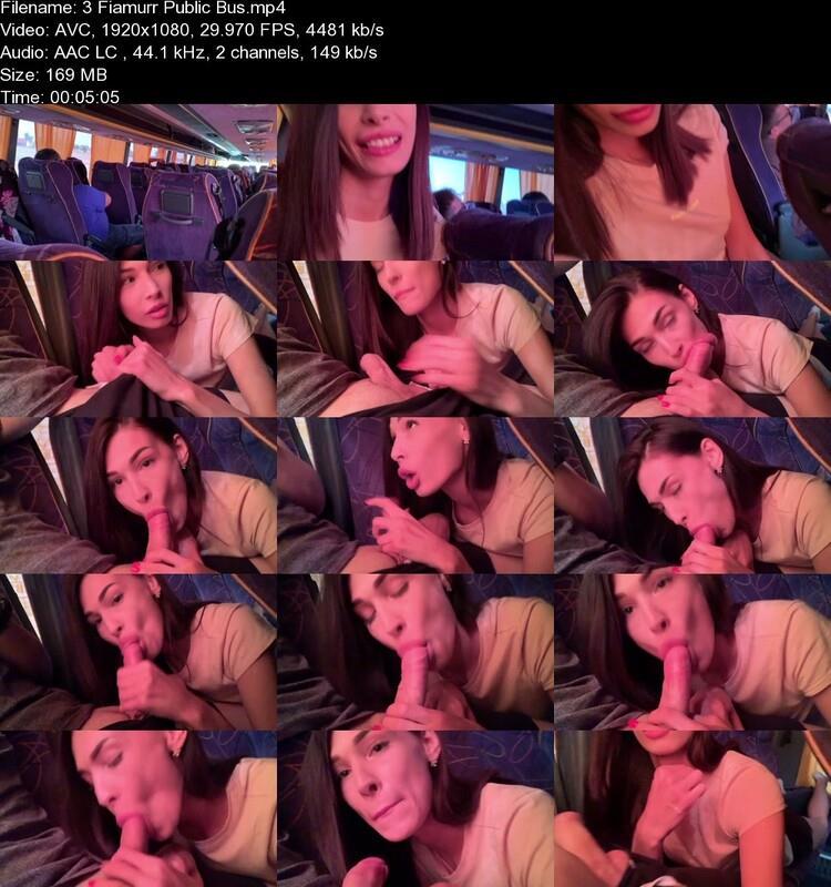 Секс с красивой девушкой в автобусе на заднем сидении