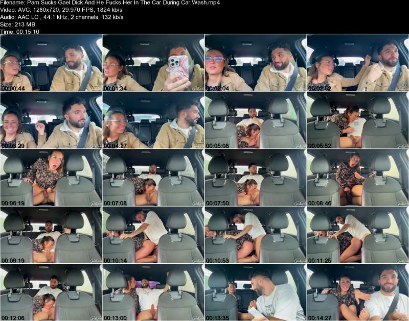 Секс в автомобиле во время автомойки