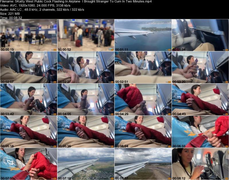 Девчонка Katty West дрочит член мужику прямо во время полета в самолете