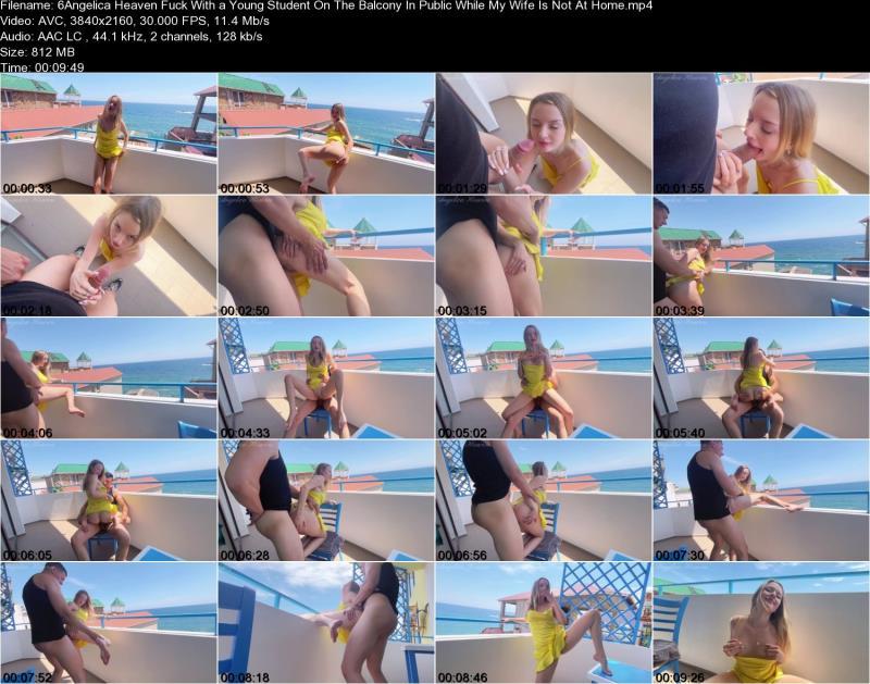Трахаю молодую блондинку на балконе на публике, пока моей жены нет дома
