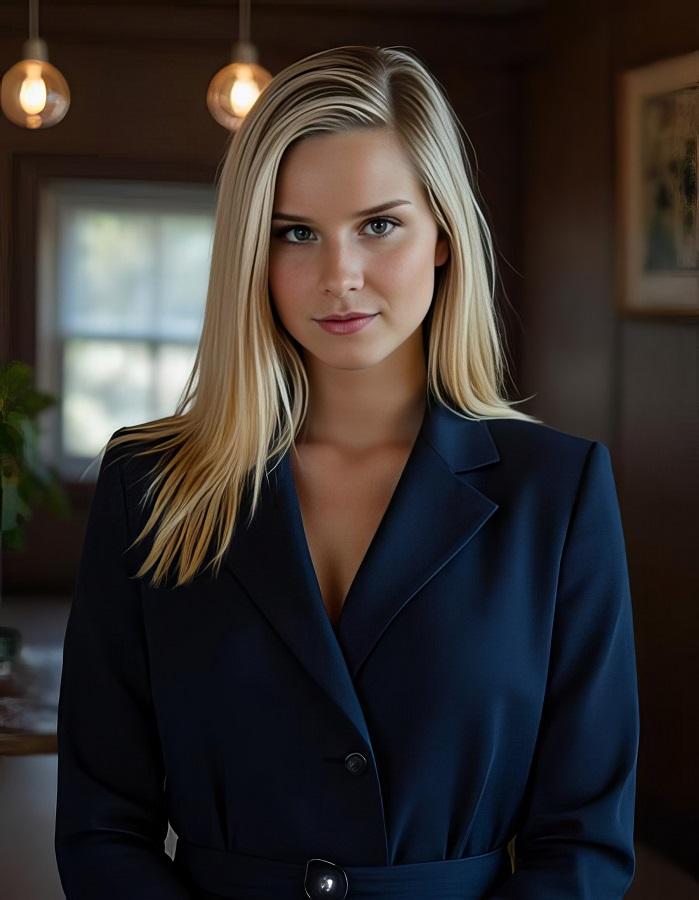 Секс с роскошной девушкой Marry Queen в синем платье