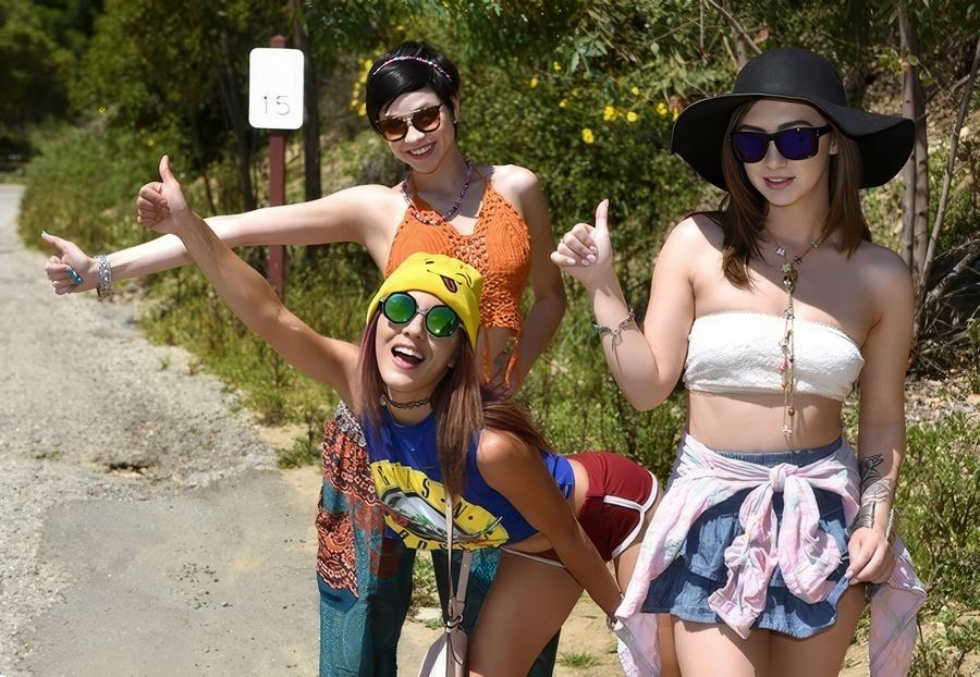 Водитель подвез и трахнул трёх молоденьких девушек попутчиц