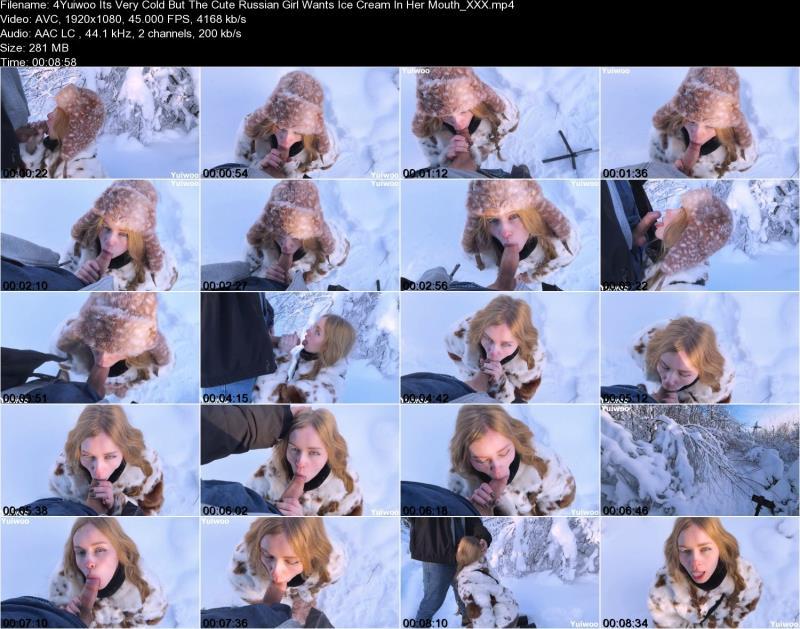 Молодая русская девчонка делает минет на улице зимой